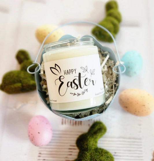 Soy candle that says Happy Easter - Candle for Easter 