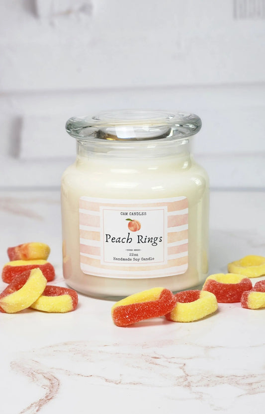 Peach Rings ( 4/14) Limited Edition Soy Candle Cam Candles And Co.