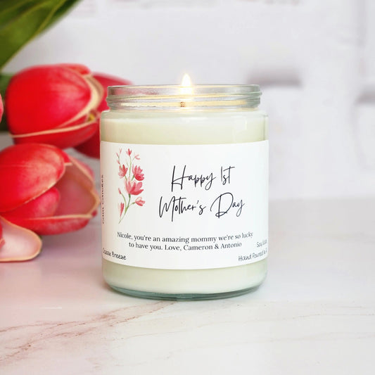 Custom First Mother's Day Soy Candle Cam Candles And Co.