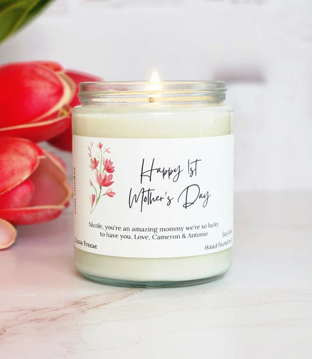 Custom First Mother's Day Soy Candle Cam Candles And Co.